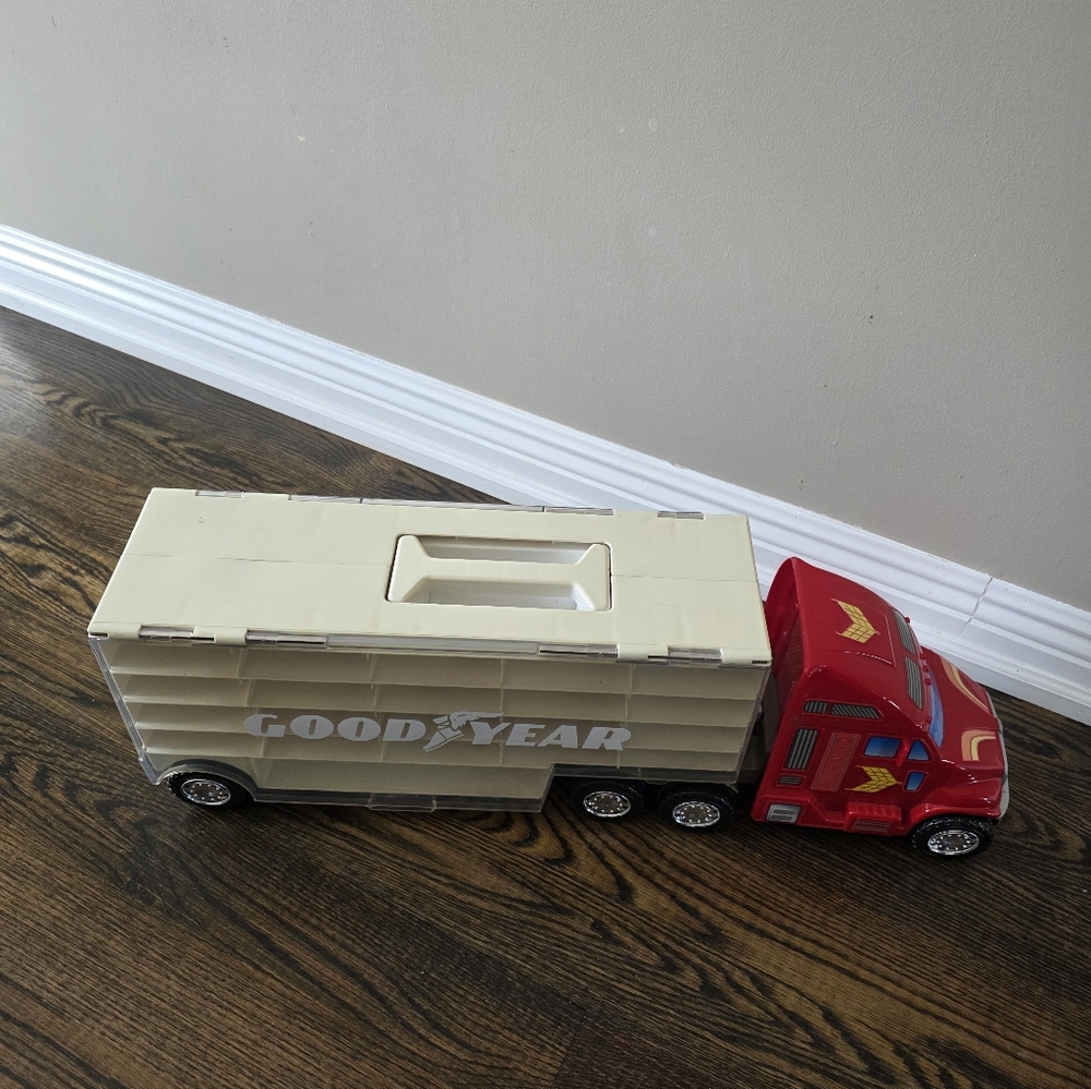 Vintage Pedbox Goodyear Truck Toy Car Carrier Storage Case w/ Diecast Cars 1999 - Picture 6 of 10